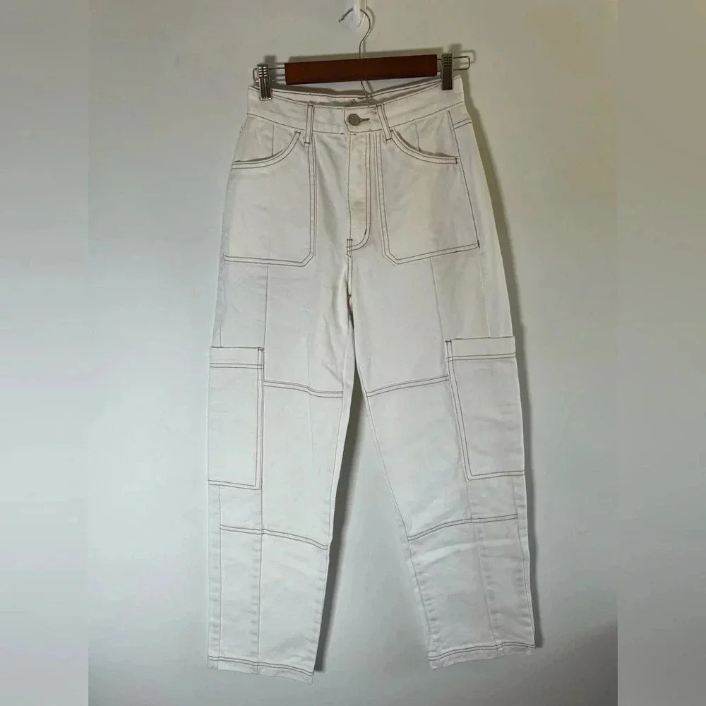 BDG baggy high rise baggy white painter pants jeans Urban Outfitters Size 25 006
